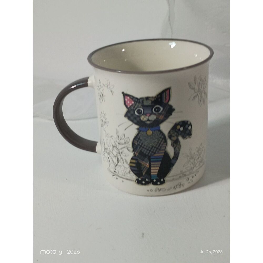 Multi-Color Cat Ceramic Coffee Mug Kiub Japan Blue Bow Floral Tea Cup Decor
